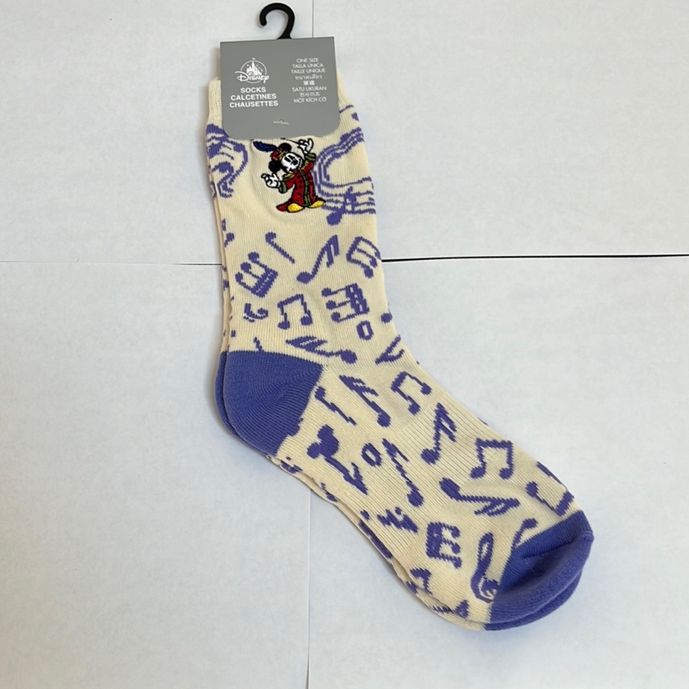 Disney 100 years of music Mickey Embroidery Socks One size New